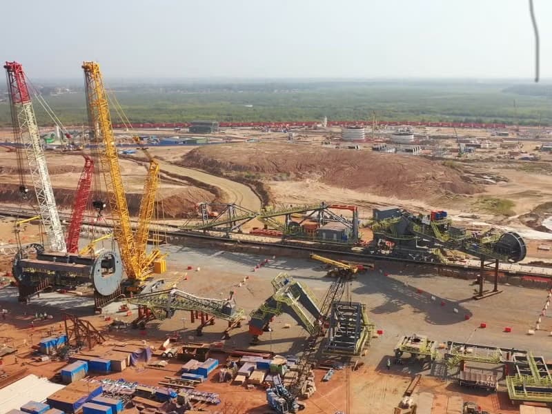 Bauxite mining and infrastructure in Boké, Guinea