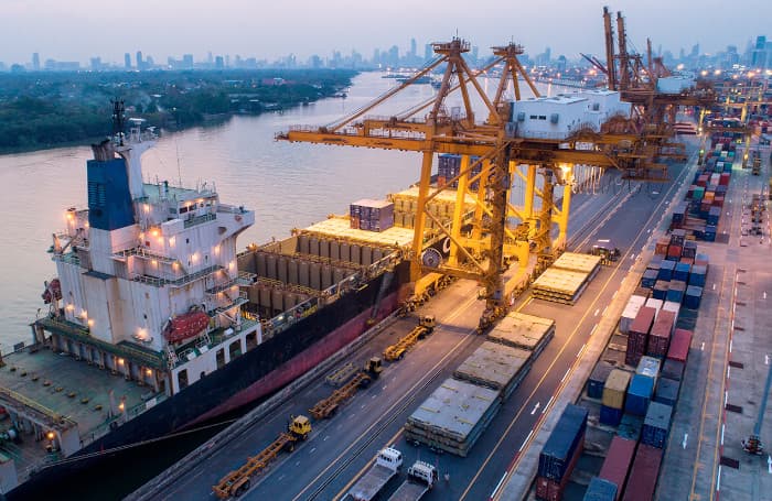 Cargo vessel used for international construction materials shipments