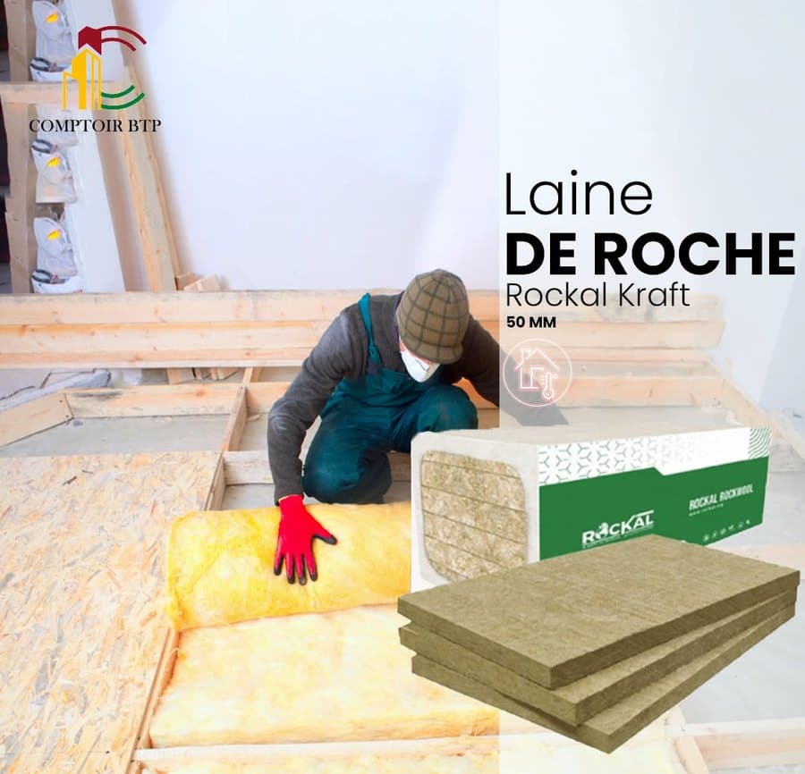 Rockal rock wool insulation, 50 mm kraft-faced